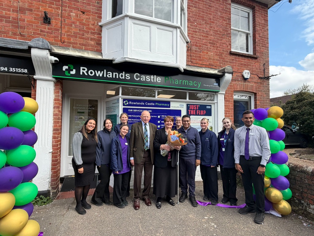 The Southdowns Pharmacy Group team outside Rowlands Castle Pharmacy on opening day