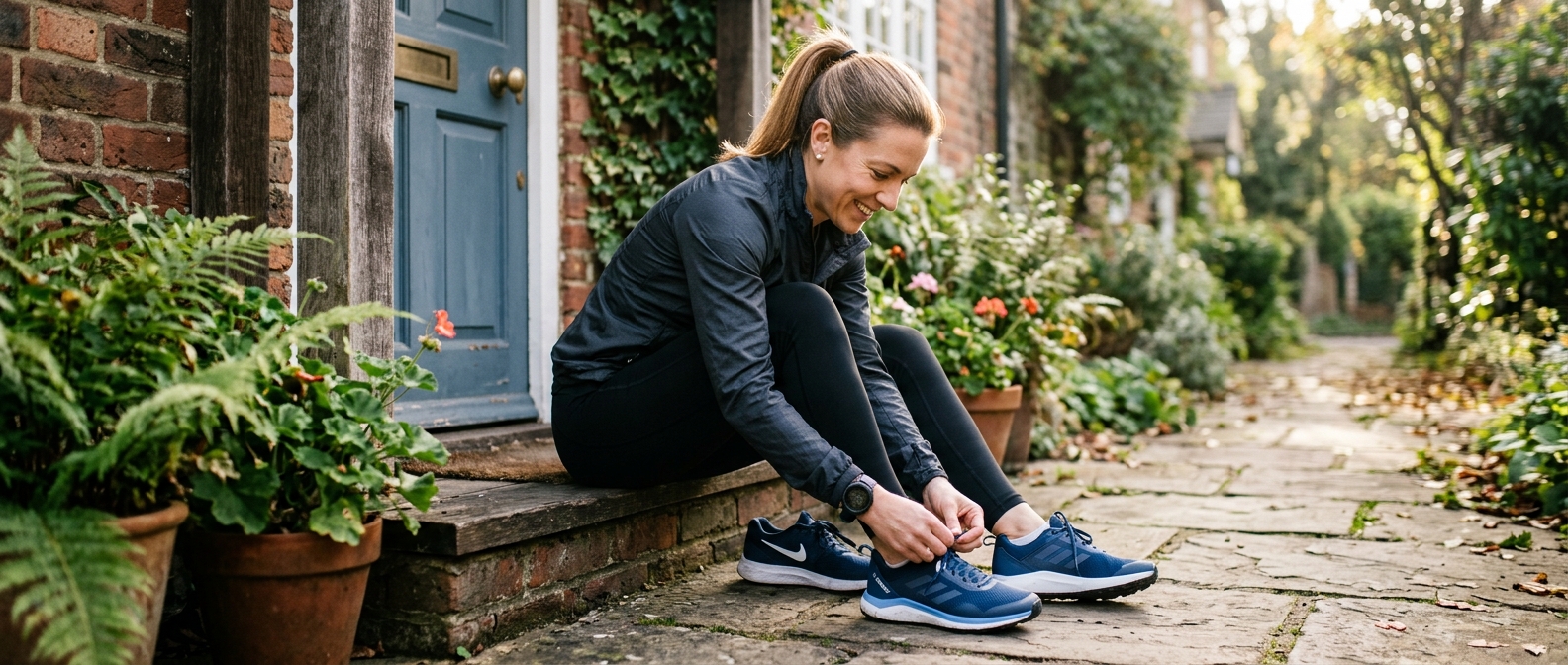 Person putting on trainers to exercise, a key step in reducing type 2 diabetes risk after a pre-diabetes result.