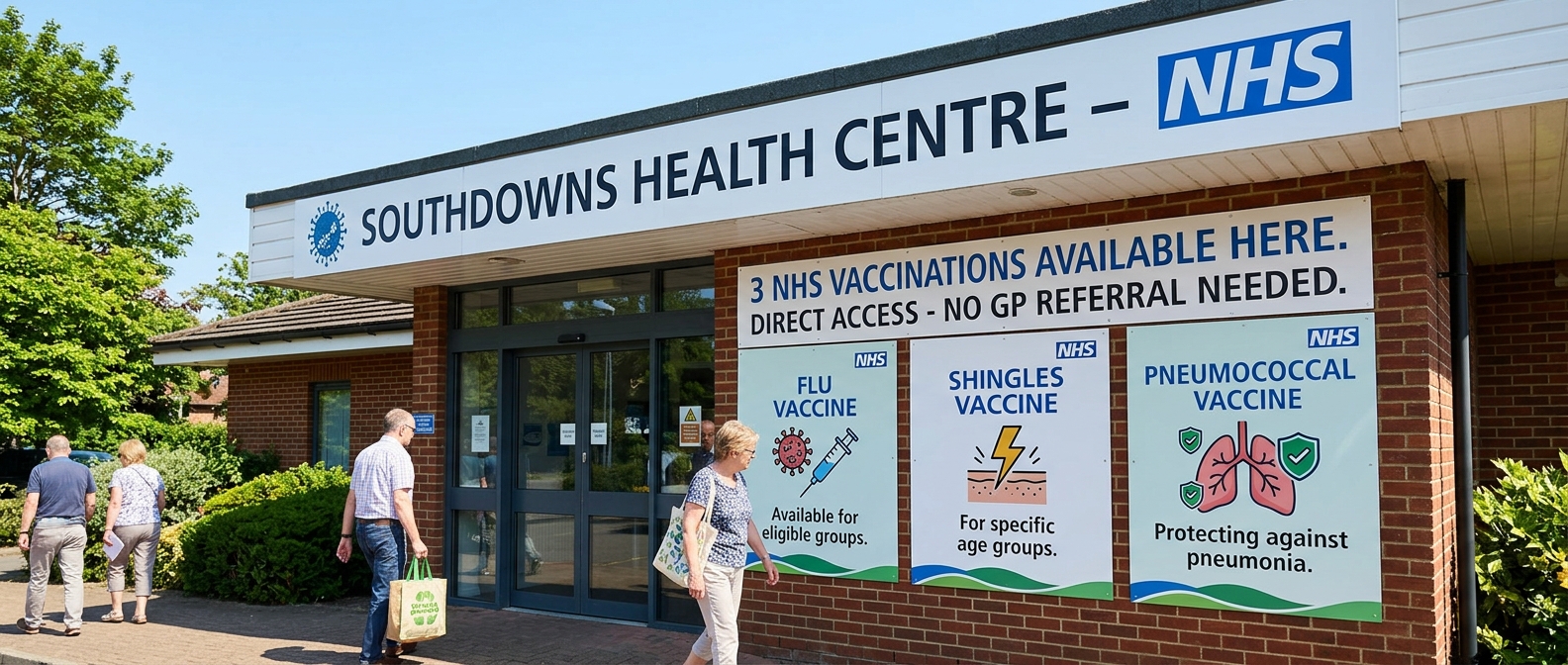Southdowns offers three vaccinations under the NHS, each available directly without a GP referral.